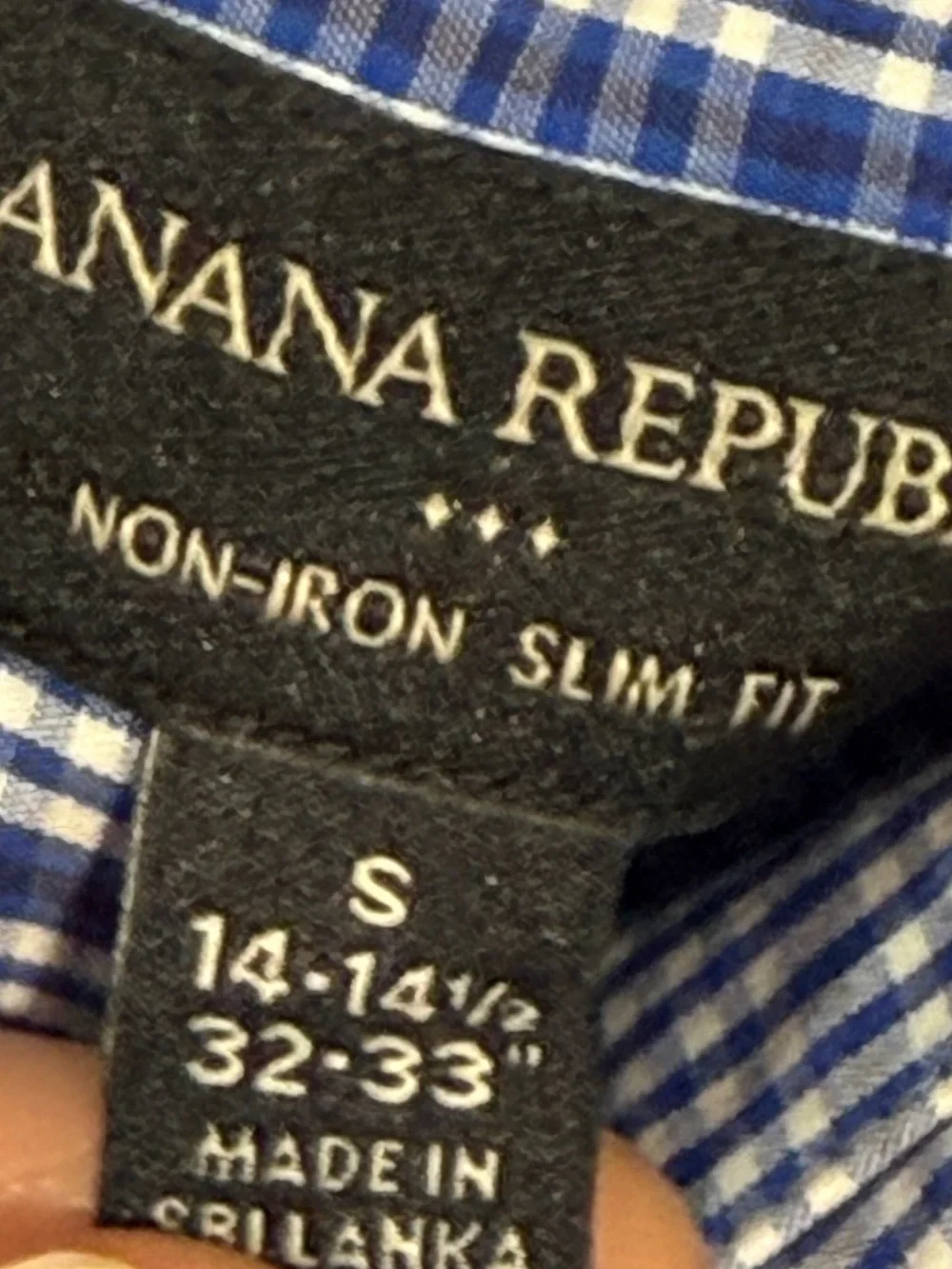 Banana Republic Slim Fit Check Blue Button Down Men's Shirt